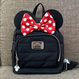 Disney Minnie Mouse Black Backpack with Red Bow